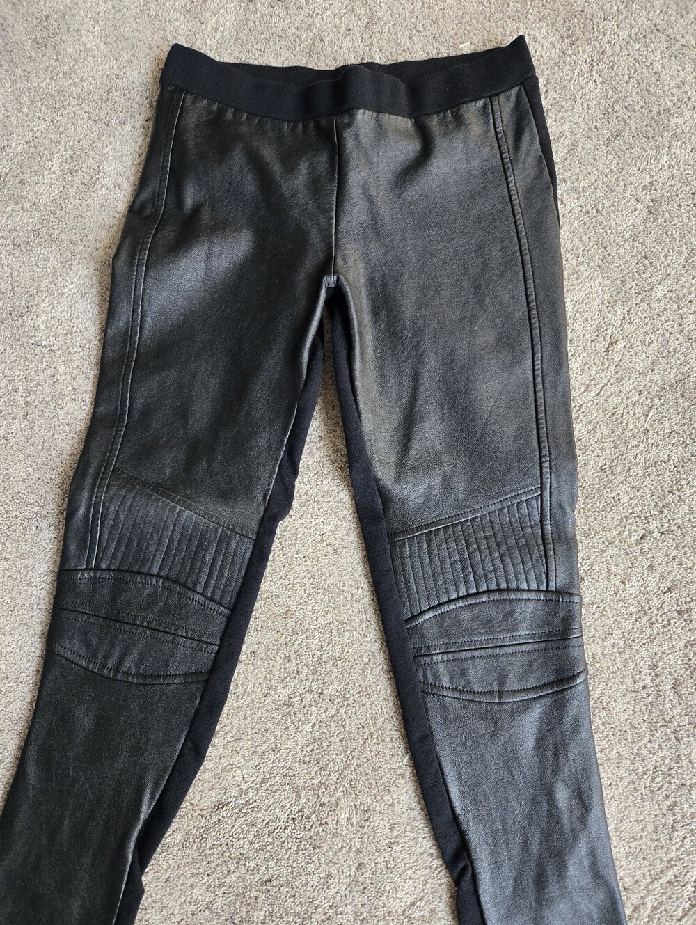 ZARA Women's Black Faux Leather Moto Jogger Pants Size Medium